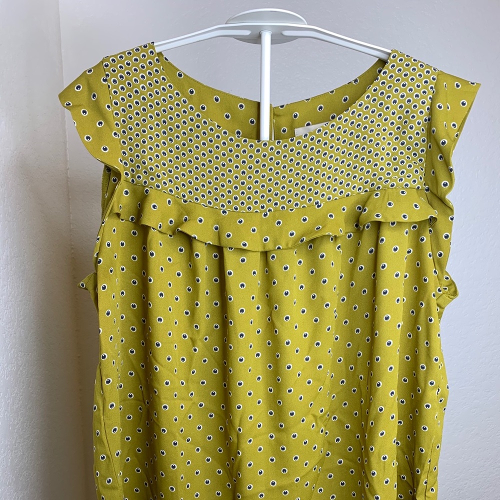 LOFT blouse! Size M Color Yellow Mustard w/ design
